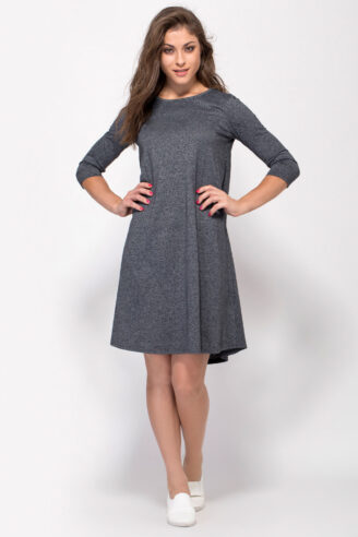 שמלת סריג פרומו פעמון בד מלנז` zip 2 שמלת סריג פרומו פעמון בד מלנז`