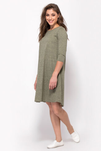 שמלת סריג פרומו פעמון בד מלנז` zip 2 שמלת סריג פרומו פעמון בד מלנז`