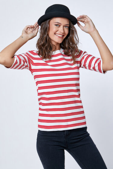 סריג פסים שרוול קצר