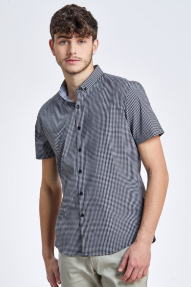 חולצת משבצות קטנות שחור לבן