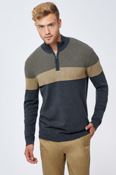 סריג איכותי צווארון גבוה עם רוכסן