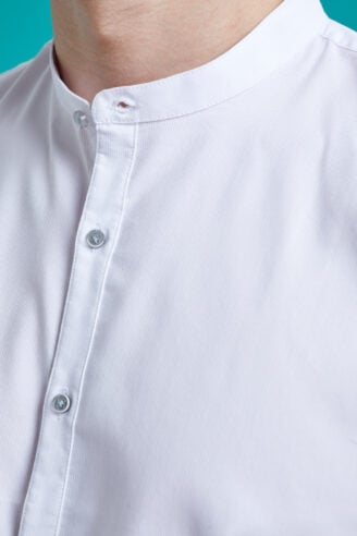 חולצת לייקרה טקסטורת פסים צווארון סיני