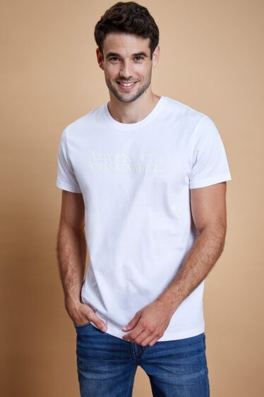 חולצת טי הדפס טקסט גומי