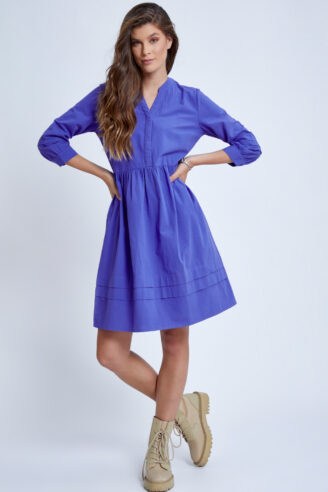 שמלת V עם אלמנט קפלים zip 2 שמלת V עם אלמנט קפלים