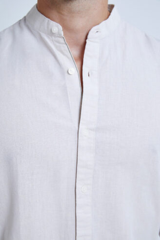 חולצה מכופתרת פשתן צווארון סיני