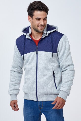 מעיל דמוי סריג עם קפוצ'ון zip 2 מעיל דמוי סריג עם קפוצ'ון