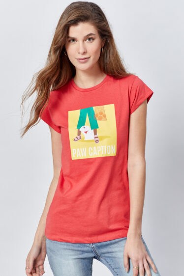 טי שירט הדפס כלבלב פאו