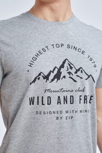 חולצת טי הדפס הרים גרפי