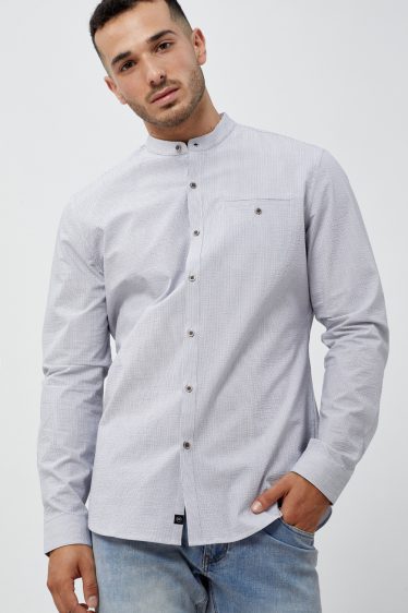 חולצה מכופתרת פסים צווארון סיני