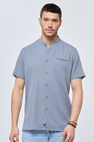 חולצה מכופתרת crep צווארון סיני