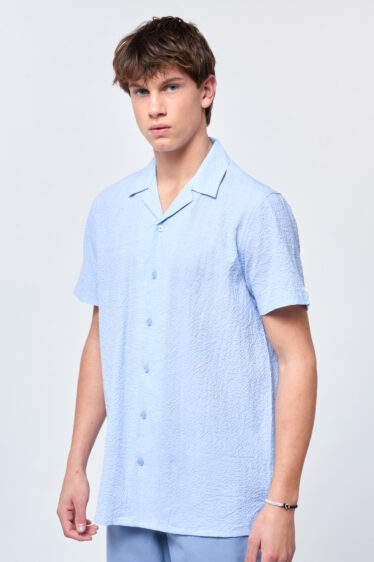 חולצה מכופתרת טקסטורה אפקט קמטים