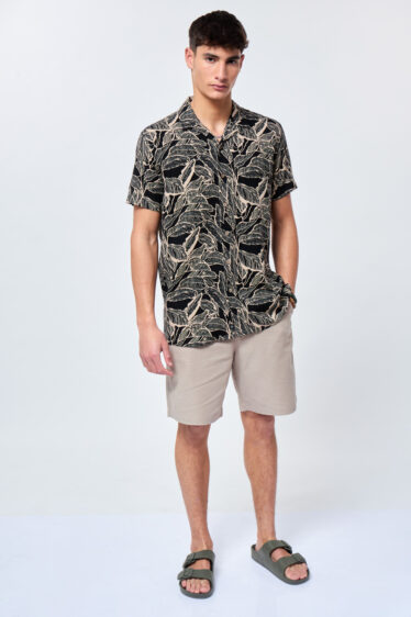 חולצה מכופתרת הדפס עלים