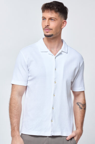 חולצה מכופתרת ג'רסי waffle