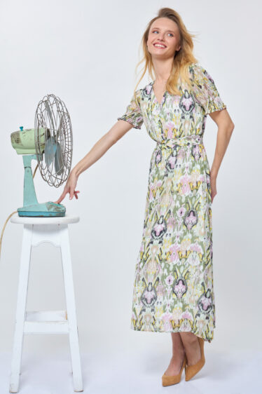 שמלת שיפון דפוס אתני