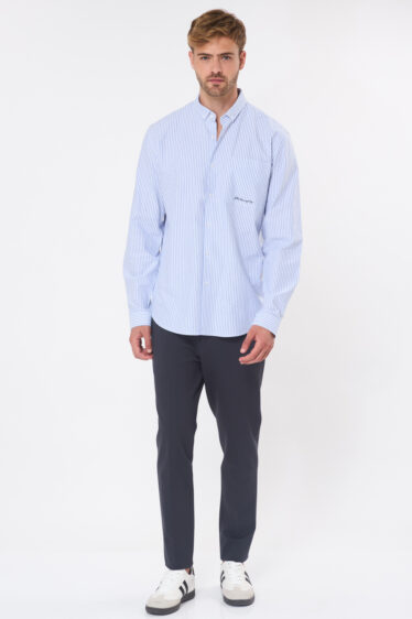 חולצה מכופתרת אוקספורד פסים עם כיס