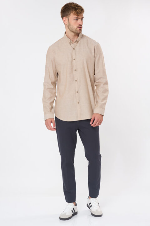 חולצה מכופתרת twill flanel - כחול מלנש