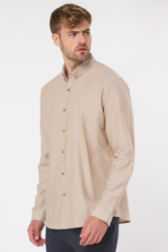 חולצה מכופתרת twill flanel - כחול מלנש
