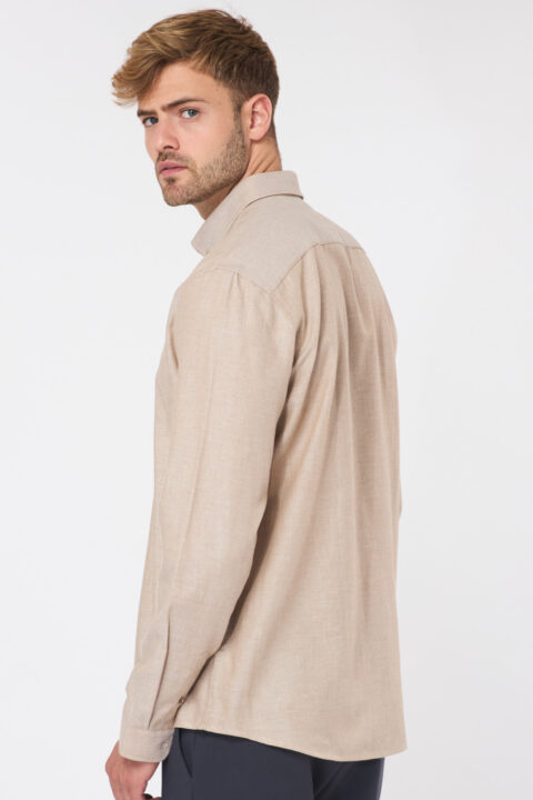 ⁦חולצה מכופתרת twill flanel - כחול מלנש⁩ – תמונה ⁦3⁩