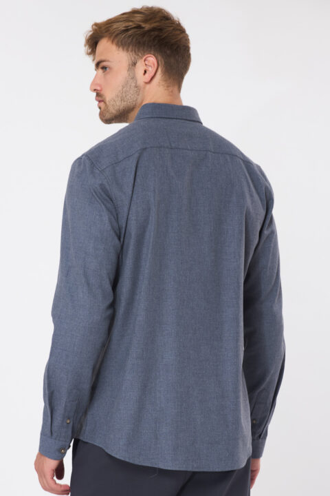 ⁦חולצה מכופתרת twill flanel - בז' מלנש⁩ – תמונה ⁦4⁩