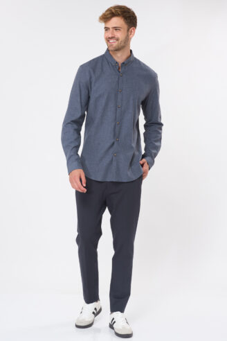 חולצה מכופתרת twill flanel - כחול מלנש