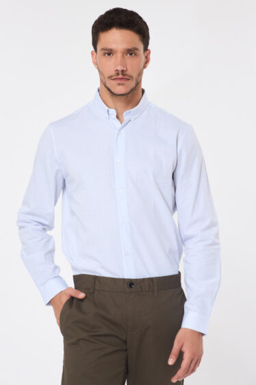 חולצה מכופתרת מיני משבצות אלגנט - לבן