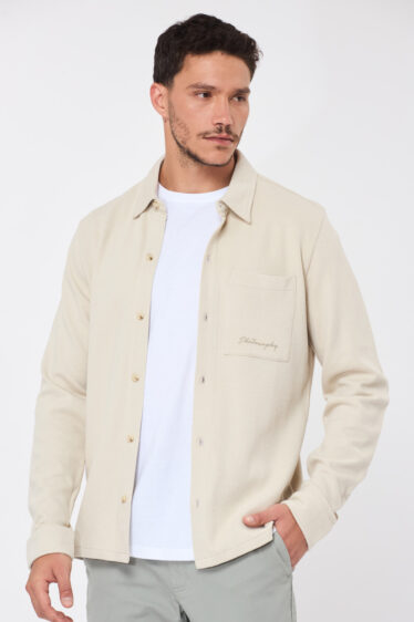 חולצה מכופתרת ג'רסי ואפל - אבן