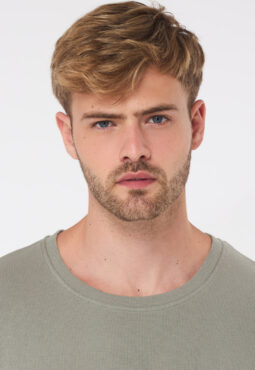 חולצת טי בד ריב - זית בהיר