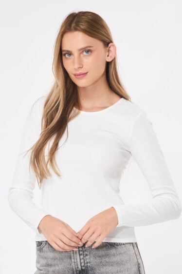 חולצת בייסיק ריב שרוול ארוך - אופוויט