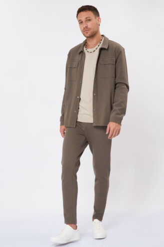 חולצת ג'קט ג'רסי סט- חום