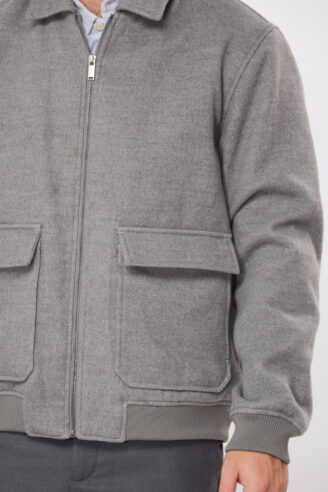 מעיל דמוי צמר - אפור