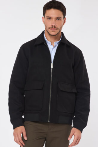 מעיל דמוי צמר - שחור