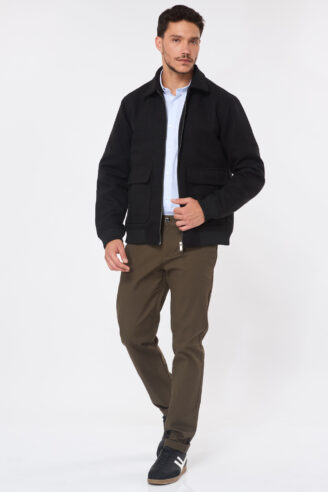 מעיל דמוי צמר - שחור