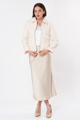 מעיל קצר עם רוכסן - קרם