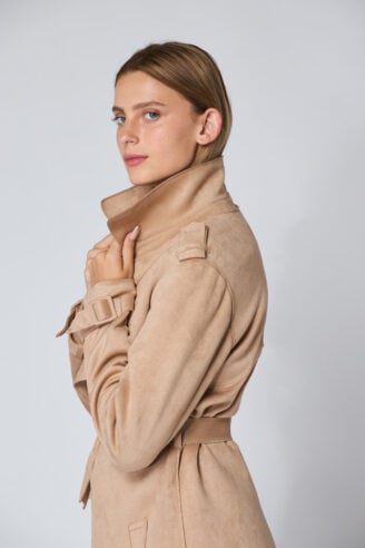 מעיל טרנץ' סוויד - קאמל