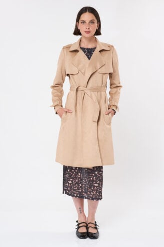 מעיל טרנץ' סוויד - קאמל