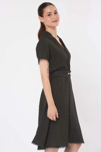 שמלת  מעטפת צווארון - ירוק