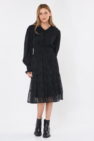 שמלת שיפון מודפסת קומות zip 2 שמלת שיפון מודפסת קומות