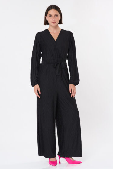 אוברול פליסה שרוול ארוך - שחור