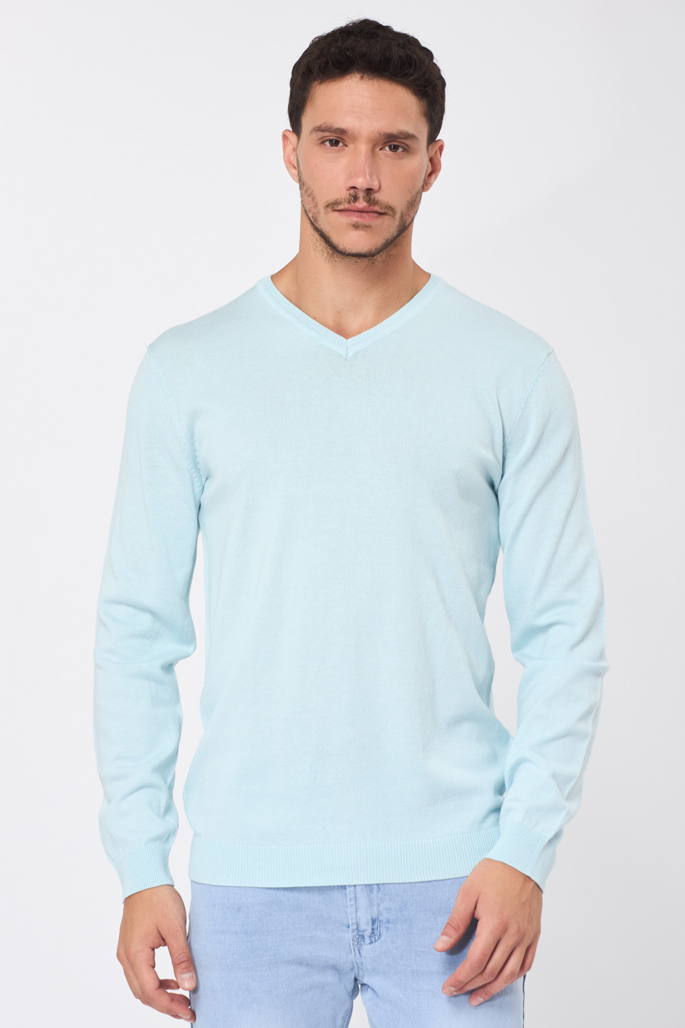 סריג בייסיק צווארון וי – תכלת zip 8 סריג בייסיק צווארון וי - תכלת