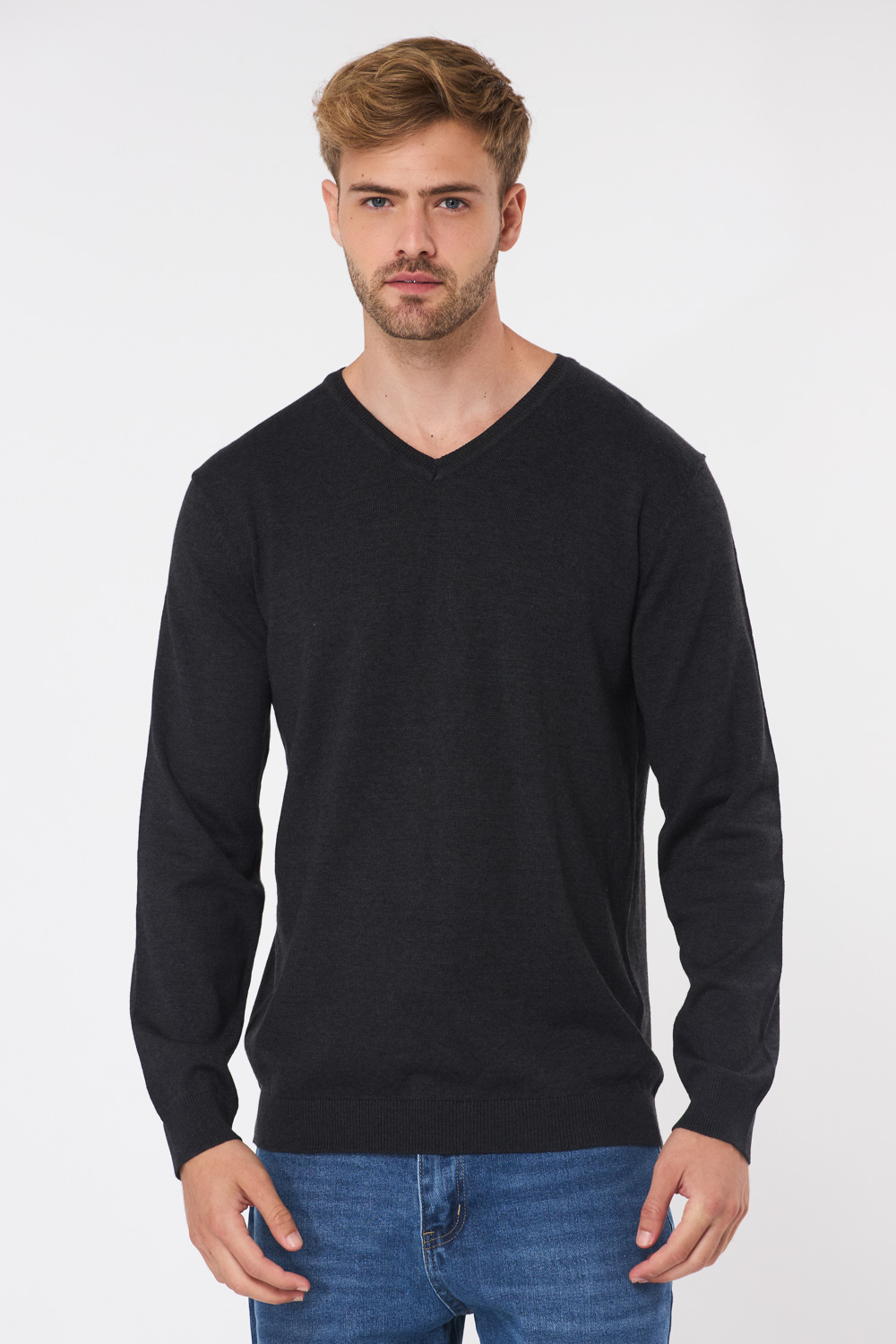 סריג בייסיק צווארון וי – פחם כהה zip 12 7001223-2450(1)