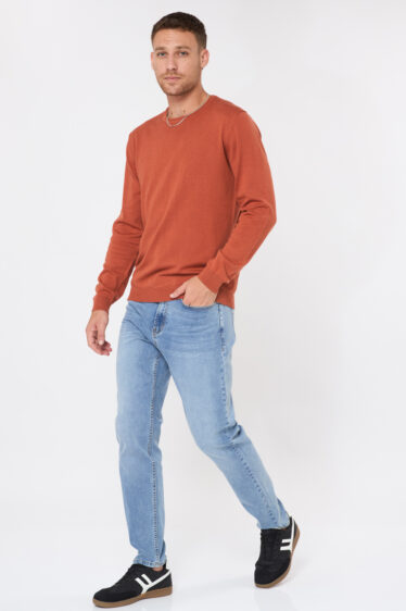 סריג בייסיק צווארון עגול - כתום כהה