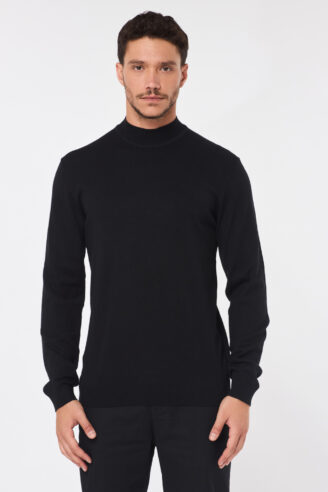 סריג בייסיק צווארון חצי גולף – שחור zip 2 סריג בייסיק צווארון חצי גולף - שחור