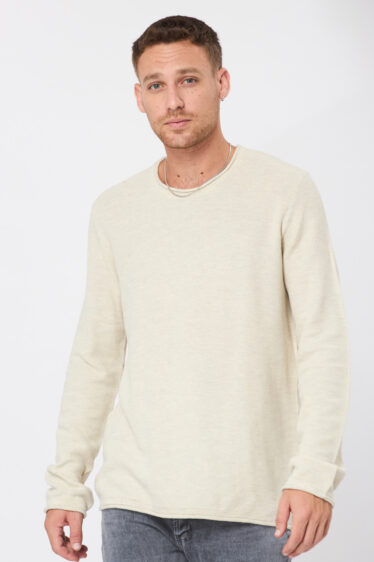 סריג קל סריגת ואפל צווארון עגול - אופוויט