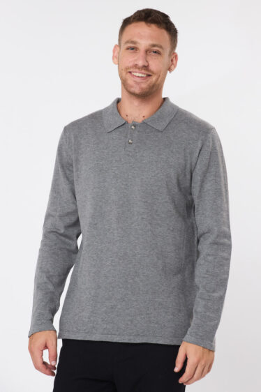 סריג בייסיק פולו - אפור מלנש