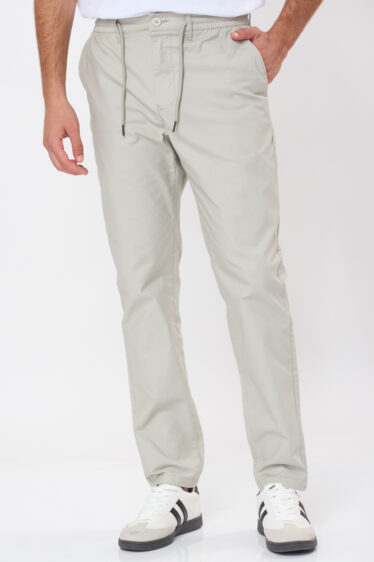 מכנסי טקסטורה עם גומי - אבן