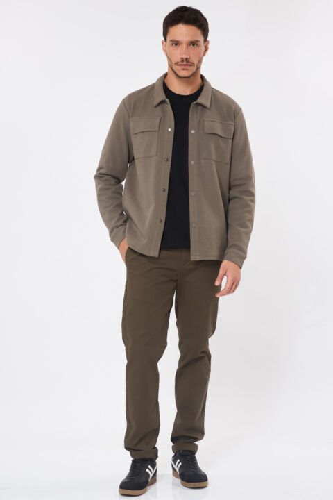 ⁦מכנסיים אלגנטים TWILL - חום⁩ – תמונה ⁦5⁩