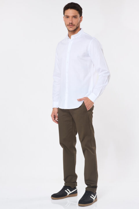 ⁦מכנסיים אלגנטים TWILL - חום⁩ – תמונה ⁦6⁩