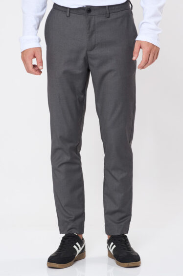 מכנסיים אלגנטים חגורת גומי - אפור