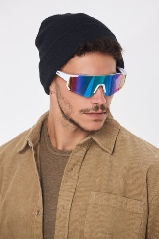 כובע סריג ואפל - כחול