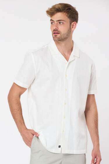 חולצה מכופתרת Dobby רקמה - לבן